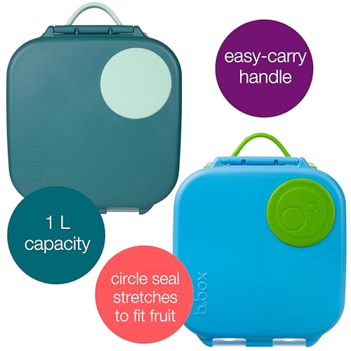 Image of b.box Mini Lunch Box 2-Pack, Leak Proof Bento Box for Kids, 3 Compartment Snack Containers Ages 3+, Lunchbox for Daycare + School, Dishwasher Safe, BPA-Free, PFAS-Free, 4.25 Cup - Blue + Green