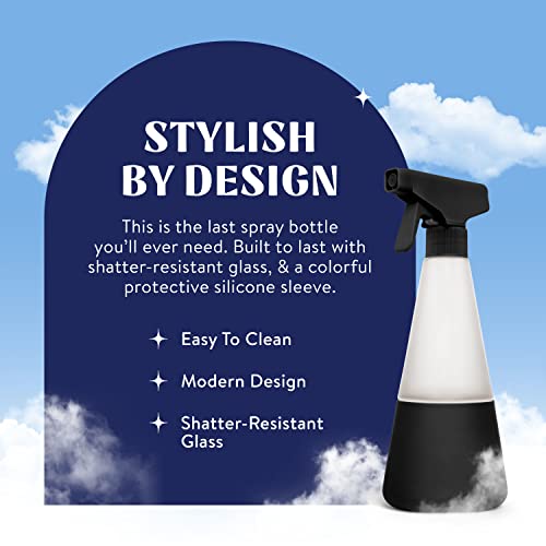 Cleancult Glass Spray Bottles (16oz, 2 Pack) - Refillable All Purpose Cleaning Spray Bottle - BPA-Free Plastic Nozzle & Non Slip Silicone Sleeve - Shatter Resistant, Dishwasher Safe - Matte Black4