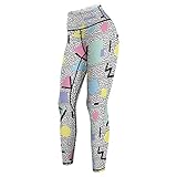 DOINBEE High Waisted Retro 80s or 90s Yoga Pants Fashion Black and White Geometric Leggings Tummy Co