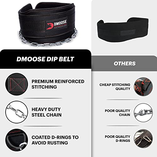 DMoose Dip Belt for Weightlifting Weight Belt with Chain (36” Long