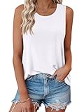 Bliwov Womens Summer Tank Tops Beach Vacation Casual Sleeveless Shirts Spring Fashion Outfits Workout Loose Fit Tees Blouses White