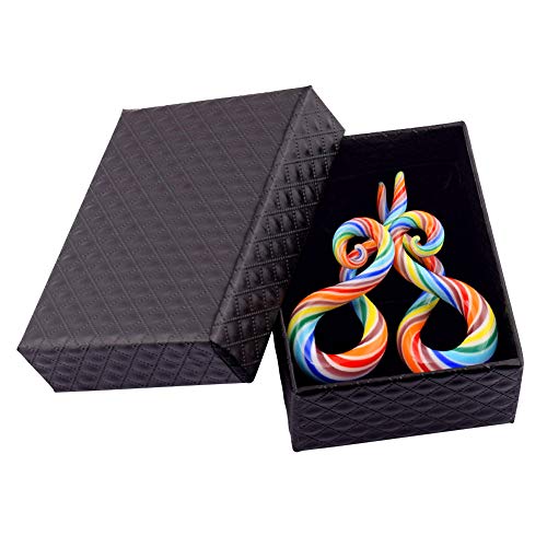 Qmcandy 2pcs Glass Spiral Tapers Plugs Twist Stretchers Earrings Stretching Piercings Jewelry Gauges 2g, candy