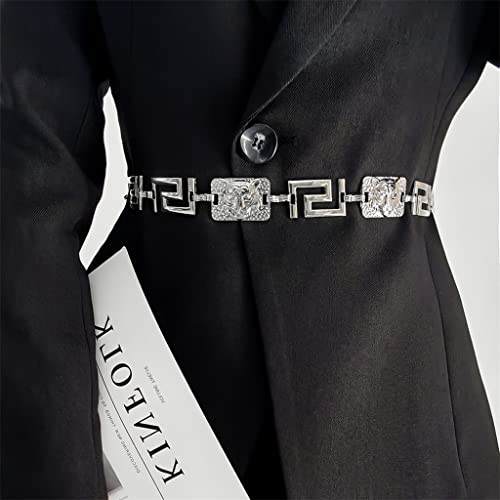 Waist Chain Female Baroque Style Men's Chain Decorative Skirt Tiger Head Carving Geometric Belt Europe and America (Color : D, Size : 1)3
