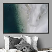 Framed Canvas Wall Art Coastal Freedom Aerial Beach Beach Coastal Cool Minimalism Multicolor Photography Relax/Calm - 16x24 inches