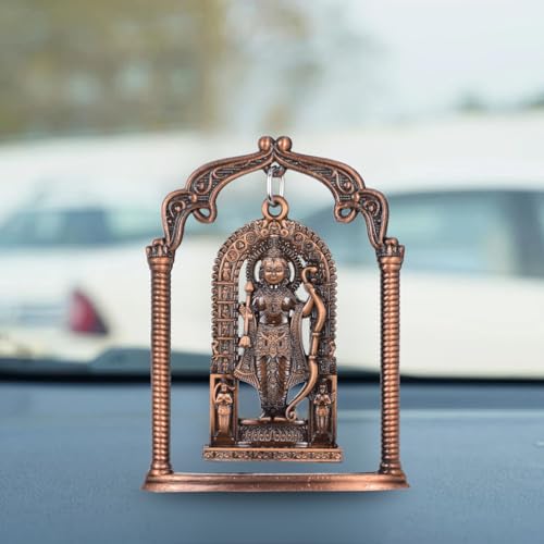 BUC Ram Lalla Ayodhya Mandir Hanging Idol for Car Dashboard – Copper Finish Infant Ram Ji Murti Decorative Temple Showpiece (S923-CPR)