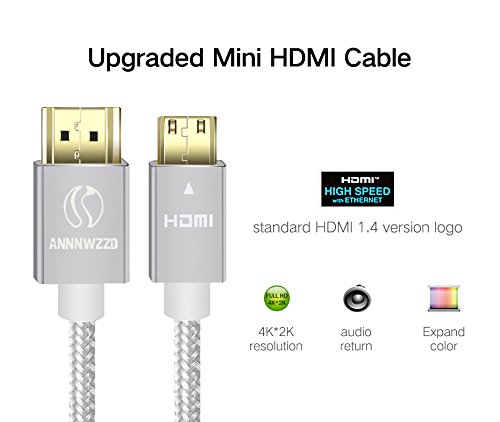 QING CAOQING 4K Mini HDMI to HDMI Cable 10ft, High Speed Mini HDMI Cord