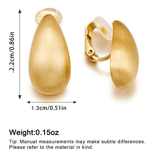 Nepuloy Teardrop Clip On Earrings Brushed Gold Drop Clip Earrings For Women Drop Dangle Earrings Fashion Jewelry Gifts For Women #TOP3