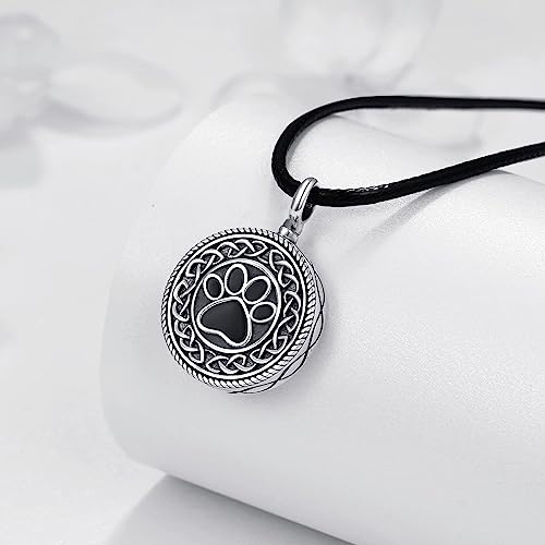 Dreamboat Urn Necklace For Ashes For Dog 925 Sterling Silver Dog Ashes Keepsake Necklace Celtic Knot Paw Print Ash Pendant Pet Cremation Jewelry #TOP1