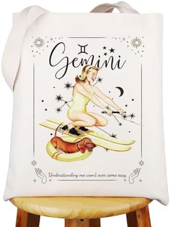 WZMPA Zodiac Sign Canvas Tote Bag 12 Constellation Inspired Gifts