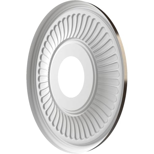 Image of Ekena Millwork CMP13BEERU Berkshire Thermoformed PVC Ceiling Medallion (Fits Canopies up to 5 3 /4 inch), 13 inchOD x 3 1 /2 inchID x 3 /4 inchP, Universal Metallic Rustic Mist