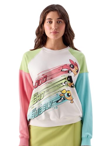 Image of The Souled Store Official Powerpuff Girls: Good, Bad & Bubbly Women Oversized Sweatshirts
