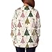 Scrub Jackets for Woman Christmas Plus Size Long Sleeve Snap Front Nurse Workwear Uniforms Xmas Printed Medical Shirt Christmas Scrubs