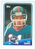 Phil Simms Football Card (New York Giants Super Bowl Champion QB) 1988 Topps #272