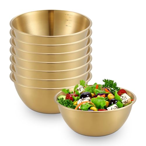 BORDEAG Cul De Poule Inox, 8 Pièces Bols Mélangeurs En Acier Inoxydable 700 ML, Bol Inox, Saladiers, Bols À Mélanger, Saladier Inoxs Avec Balance Pour Mélanger...