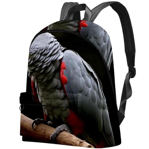 Sac à dos de voyage mixte gris motif perroquet dimensions 17.3x13.7x5.5 in
