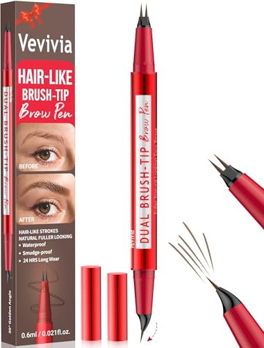 Vevivia Eyebrow Pencils for Women - Eyebrow Pen with Dual-Brush-Tip & Curved Tip for Natural Fuller-Looking Brows, Precise Hair-Like Strokes for All Brow Types, Last All-Day Brow Makeup, Blonde