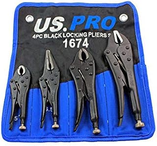 US PRO B1674 Black 4pc Locking Pliers Set 5" 6.5" 7" & 10"