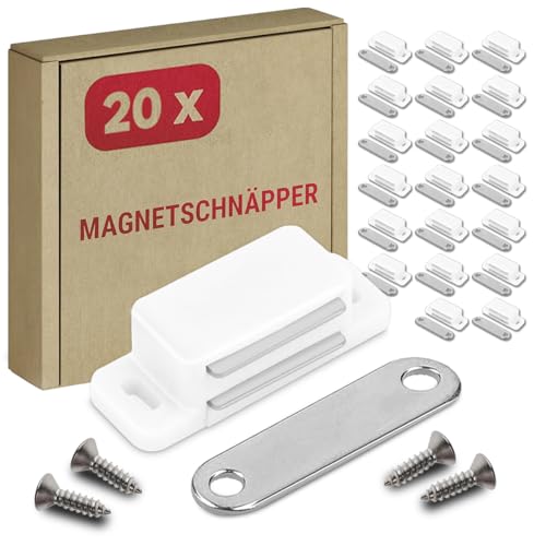 20 Stück Magnete Für Schranktüren, Möbel Magnet Schranktür Verschluss, Balkontür Magnet Türhalter, Schranktür Magnete Für Schubladen, Möbelmagnete Flach, weiß
