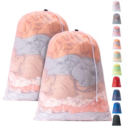 2 Pack Mesh Travel Laundry Bag 24" x 36"Extra Large Dirty Clothes Organizer