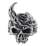 ZMY Home Demon Skull Ring - Asymmetrical Horns Skull Desgin Fashion Stainless Steel Jewelry (9)