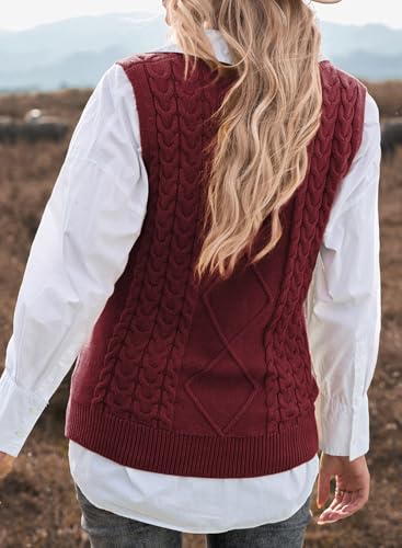 Image of EVALESS Oversized Sweater Vest for Women V Neck Sleeveless Solid Color Loose Pullover Sweater