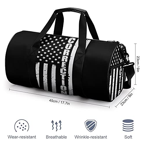 FunnyStar Thin Silver Line Flag Corrections Officer Supporter Gym Bag for Women and Men Travel Duffel Bag for Sports Print Gymbag2