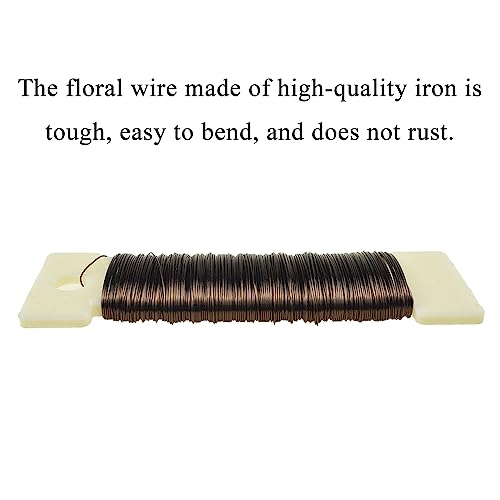 hahiyo 26gauge coffee color metal floral wire - 1 roll 38 yards 115 feet - flexible paddle wire for craft christmas wreath flower arrangement bouquet wrapping wedding diy