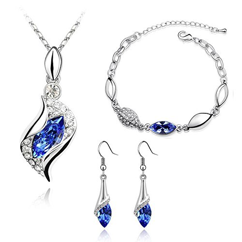 Nakabh Crystal Combo Jewellery of Pendant Necklace Set with Earrings & Bracelet for Girls and Women (B01N0G75IV) Amazon Price History, Amazon Price Tracker