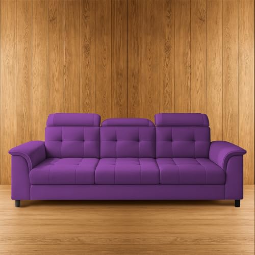Image of Casaliving Ella 3 Seater Sofa Set for Living Room (Purple Colour Fabric) Premium Fabric Sofa