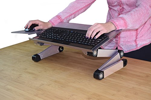 Workez Keyboard And Mouse Tray Ergonomic On-Desk Riser Stand Adjustable Height Angle Negative Tilt Raise Computer Keyboards To Standing Height Sit Stand-Up Standing Accessories Lift Silver #TOP3