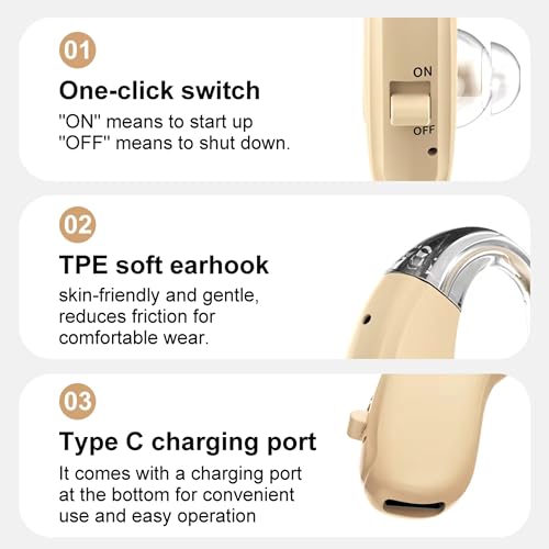 Image of Fastwell F27-2 Unit For Both Ear Rechargeable Hearing Aids for Adults with Hearing Loss, Mild To Moderate, Noise Reduction Ear Machine, (Beige-Pair) 1-Year Warranty