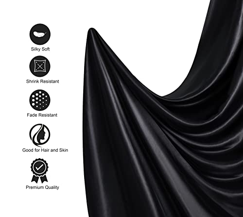 Lanest Housing Silk Satin Sheets, 4-Piece Queen Size Satin Bed Sheet Set With Deep Pockets, Cooling Soft And Hypoallergenic Satin Sheets Queen - Black #TOP2