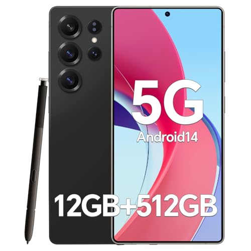 OFGPPB X25 Ultra Unlocked Phones,Built - in Pen，Snapdragon888,12GB RAM+512GB ROM Unlocked Cell Phone, 6.9“ OLED Screen, 48+108MP Camera, Battery 5000mAh,Dual SIM, Android 14,WiFi 5 (Black)