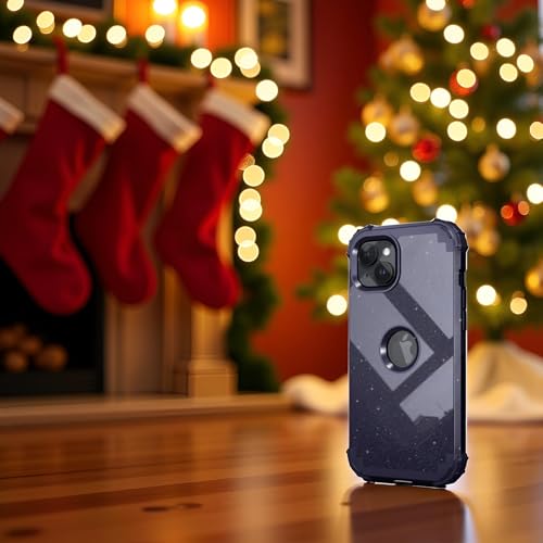 IDweel for iPhone 15 Case with Screen Protector,Luxury 3 in 1 Shockproof Slim Fit Hybrid Heavy Duty Protection Glitter Hard PC Cover Soft Silicone Sturdy Bumper Full Body Case,Glitter Navy Blue by IDweel - Image 2