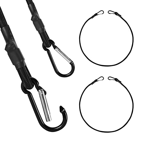 Pehciroe 2 Stück Spanngummi mit Karabiner Bungee Cords mit Karabinerhaken für Camping Gepäck Bootsfahrräder - 100 cm Cover