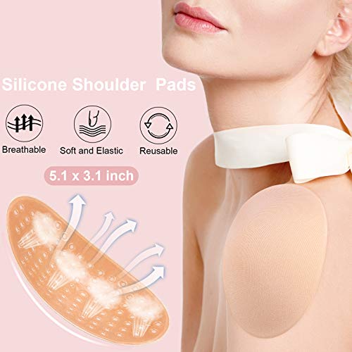 Willbond 4 Pairs Shoulder Push-Up Pads Soft Silicone Adhesive Shoulder Pads Anti-Slip Enhancer Shoulder Pads For Women (Black, Flesh Color, Transparent, Transparent Flesh Color) #TOP1