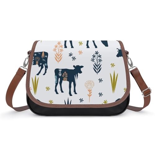 Sacoche en cuir vaches et fleurs, le sac messager pour vos sorties