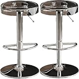 XJBTBA Clear Acrylic Bar Stools Set of 2 Swivel Counter Height Adjustable Chairs No Backs Kitchen Island Stool(Transparent,Silver Lifting Rod)