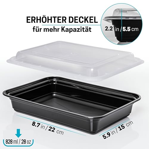 Foto von Igluu Meal Prep Boxen mit Deckel (10er-Pack) - wiederverwendbar, mikrowellen-, gefrier-, spülmaschinengeeignet, stapelbar - 828ml Fassungsvermögen - 1 großes Fach - aus BPA-freiem Kunststoff