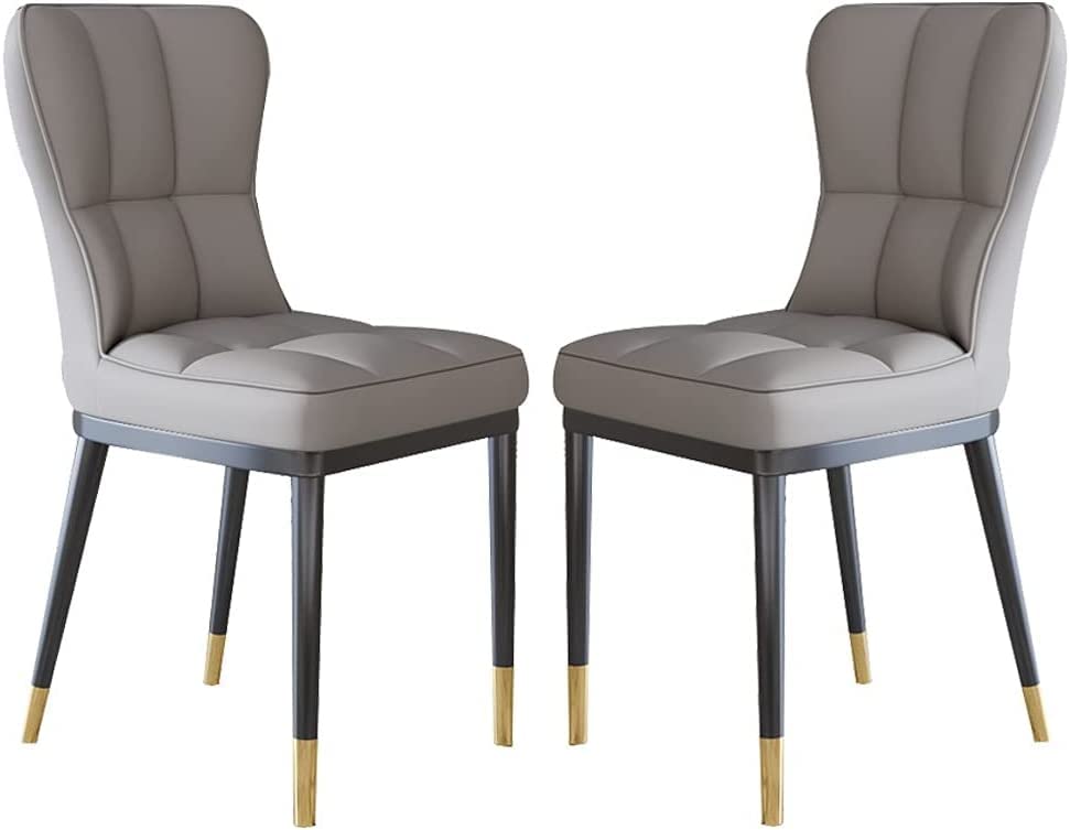 **INCOMPLETE**ANDGRO Kitchen Dining Room Chairs Kitchen Dining Chairs Set of 2 Modern PU Leather High Back Padded Soft Seat Sturdy Metal Legs Hotel Counter Casual Chairs (Color : Gray)