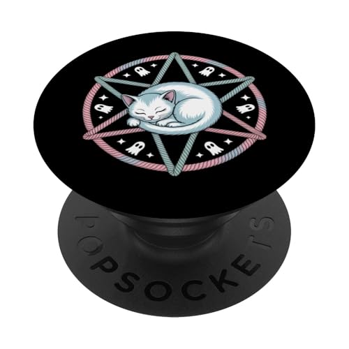 Kawaii Halloween Aesthetic Ghost Cat PopGrip PopSockets Adhesive