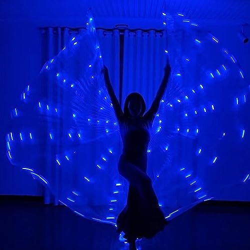 Ailes LED Isis 360 degrés avec bâtons télescopiques de 20-100 cm pour adultes, ailes de danse du ventre pour enfants, ailes de papillon pour enfants LED pour spectacle de danse du ventre, carnaval