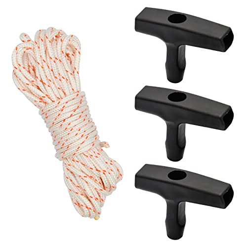 Skyzone Rückstoß-Starterseil 10 Meter (Durchmesser: 3,5 mm) Rasenmäher-Zugschnüre, Ersatzschnüre, Seil und 3-teiliger Startergriff für Rasenmäher-Kettensägen-Trimmer