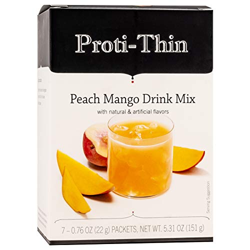 Proti-Thin High Protein Peach Mango Fruit Instant Drink Mix, 15g Protein, Low Calorie, Low Carb, Fat Free, Sugar Free, KETO Diet Friendly, Ideal Protein Compatible, 7 Servings/Box