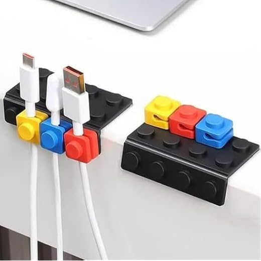 2Pcs Building Block Cable Organizer, Desktop Cable Organizer, Mobile Phone Data Cable Organizer And Storage Device, Charging Fixer, Clip-On Cable Routing Device, Suitable For Fun Storage In Homes