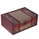 Baluue Caja Joyero de Madera Vintage para Almacenamiento en Casa Buen Sellado, Estuche Elegante para Guardar Pendientes y Pequeños Adornos