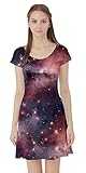 CowCow Womens Space Rocket Planet Sun Moon Science Rick Morty Short Sleeve Dress, XS-5XL