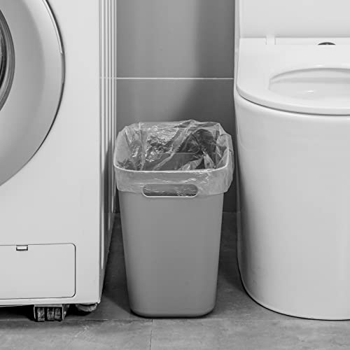 Image of Plastic Small Bathroom Trash Can Wastebasket, 3.5 Gallon, Grey, 3 Pack | Compact Sturdy Garbage Can for Bathroom, Laundry Room, Kitchen, Office, Kids Room, Dorm, Durable, Easy to Clean