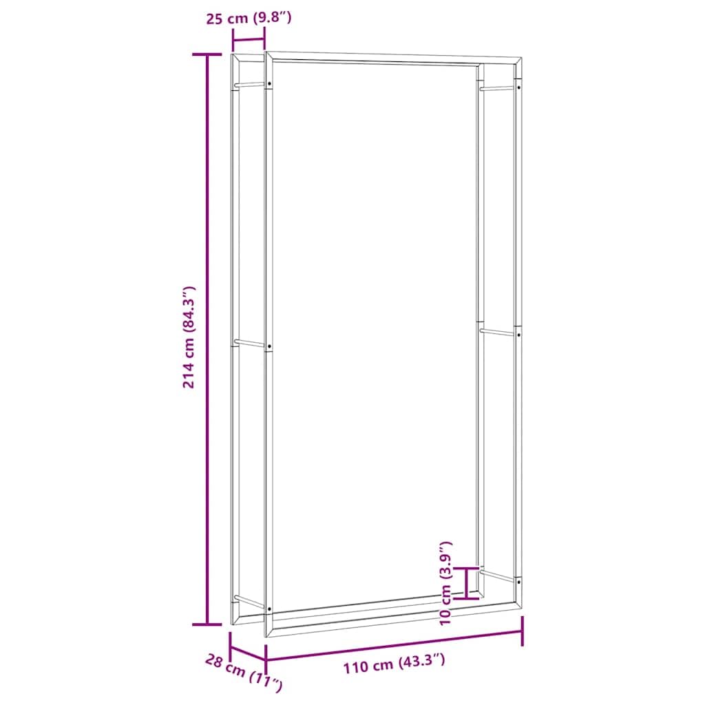 vidaXL Leñero Estante Leña Sala Salón Estar Organizador Mueble Estantería Almacenamiento Decoración Habitación Acero Negro Mate 110x28x214 cm