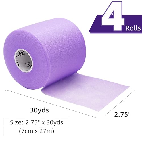 Image of OK TAPE Pre Wrap Tape (4-Rolls, 120 Yards) - Athletic Foam Underwrap for Sports, Protect for Ankles Wrists Hands and Knees, 2.75 Inches - Purple